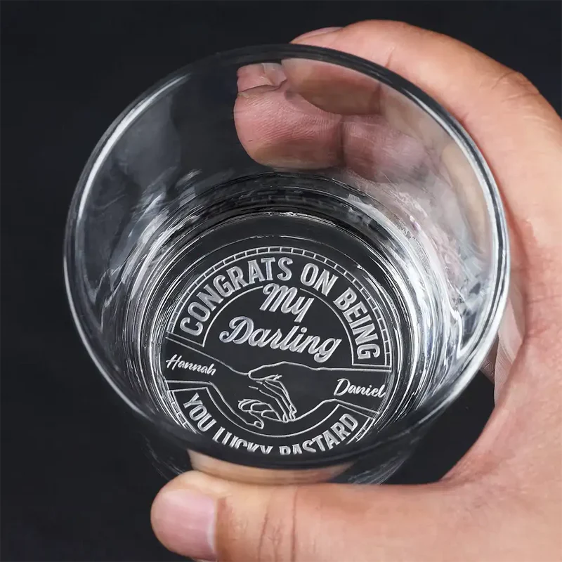 Personalized Engraved Whiskey Glass Congrats On Being My Husband Funny Bar Gift, Classic Look for Him