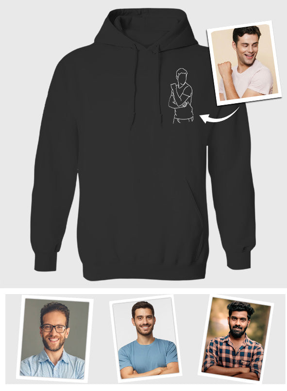 Custom Line Art - Personalized grandson Embroidered Hoodie
