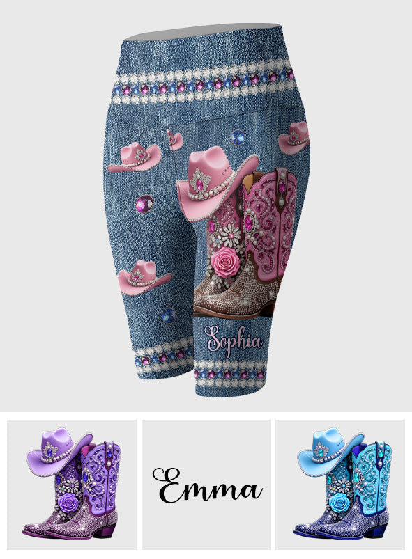 Cool Cowgirl - Personalized Cowgirl High-Waisted Biker Shorts