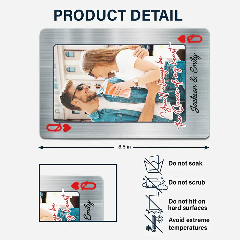 Personalized Metal Wallet Card With Your Photo Romantic Couple Hug at the Beach Unique Gift for Wife or Girlfriend