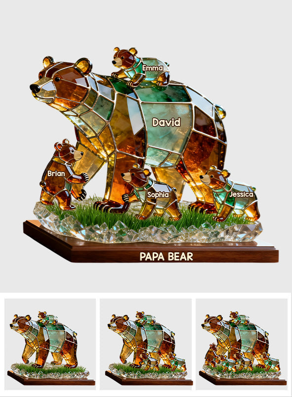 Best Dad/Grandpa Ever Strong Bear - Personalized Father Custom Shaped Acrylic Plaque