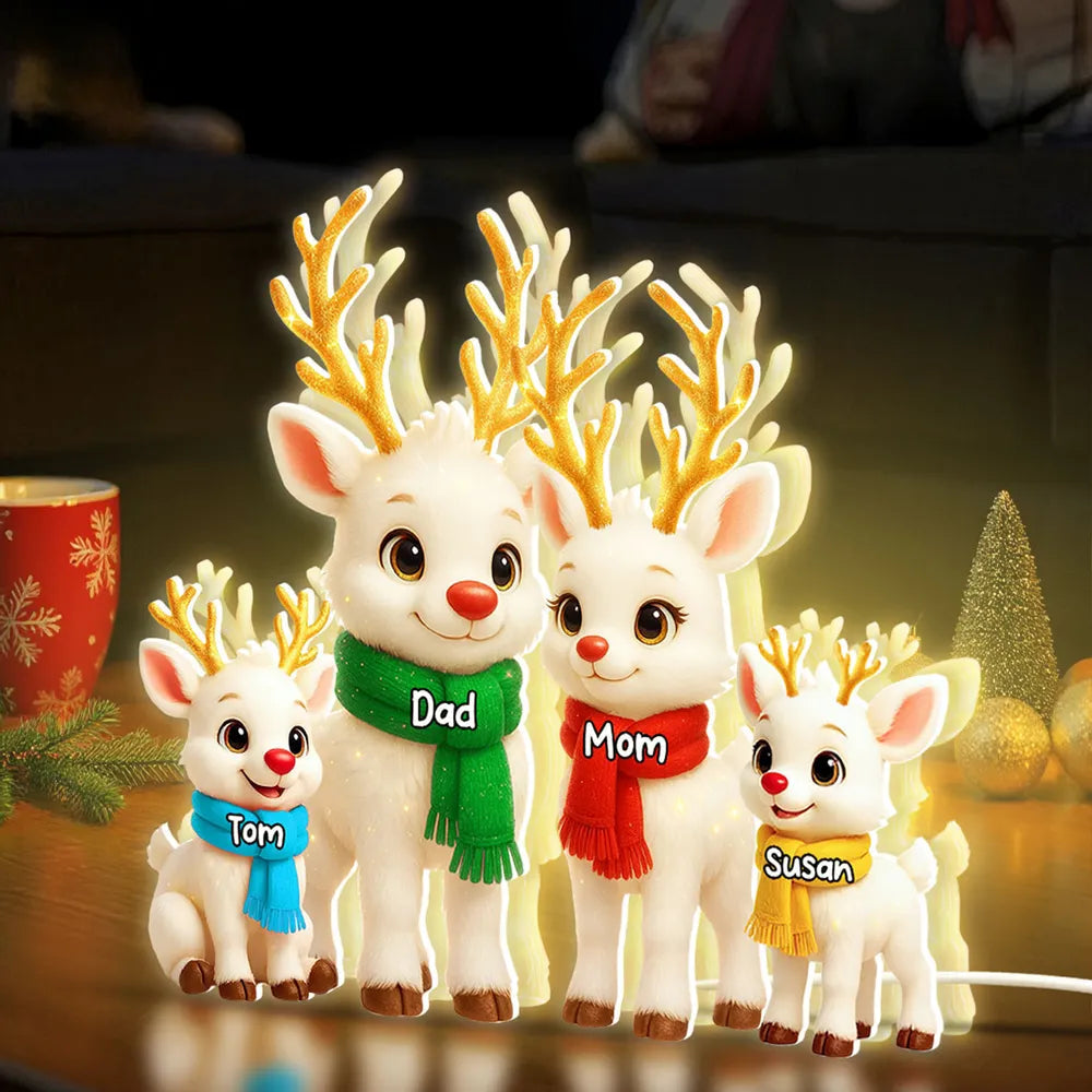 Festive Acrylic Light Box - Cute Reindeer Family, Twinkling Christmas Night, Creative Gift with Warm Glow for Family