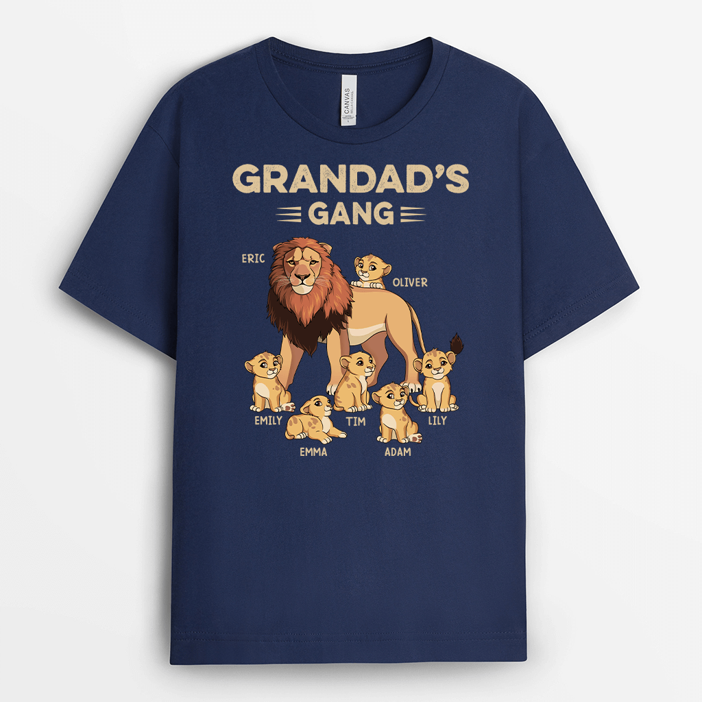 Dad’s Lion Gang Personalized Shirt – Custom Kid Names – Thoughtful Father’s Day Gift for Dad
