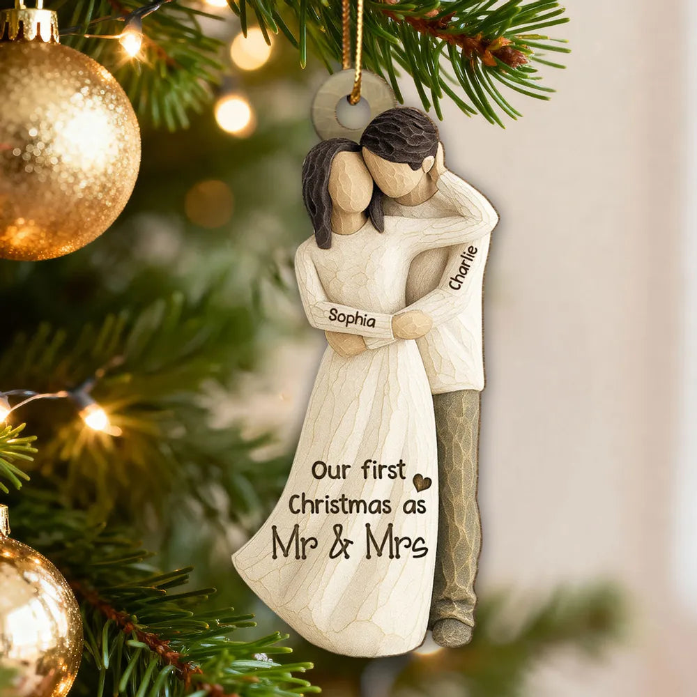 Wooden Ornament Personalized Couple Keepsake With Cozy Neutral Style - Sweet Holiday Gift That Says 'You & Me We got this'