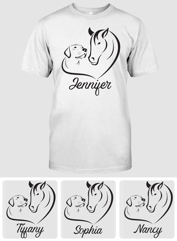Horse And Dog - Personalized Horse T-shirt And Hoodie