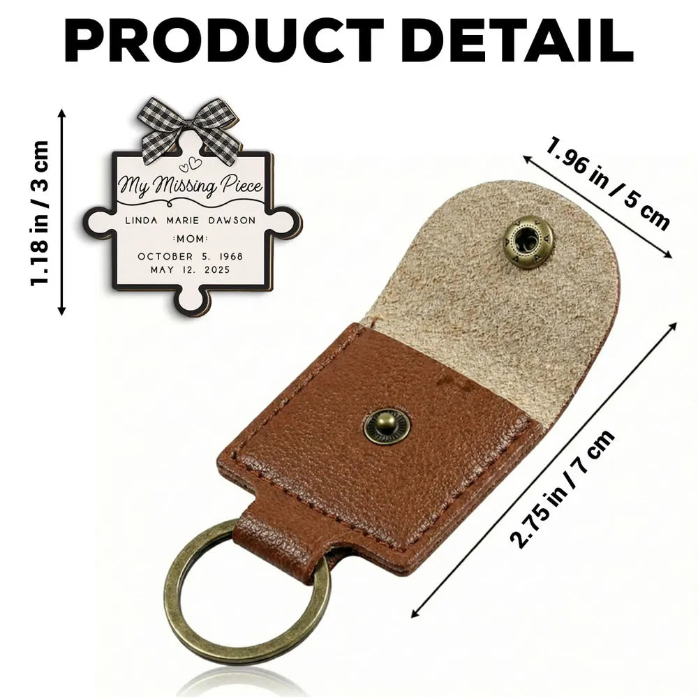 Personalized Wooden Pocket Hug Keychain Missing Piece Puzzle Gift for Mom, A Unique Sympathy Keepsake
