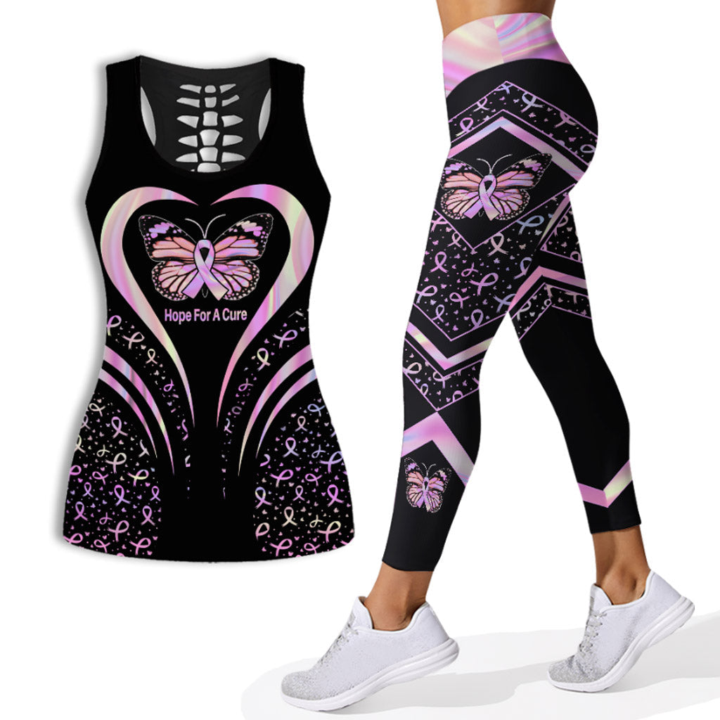 Hope For A Cure - Breast Cancer Awareness Leggings And Hollow Tank Top