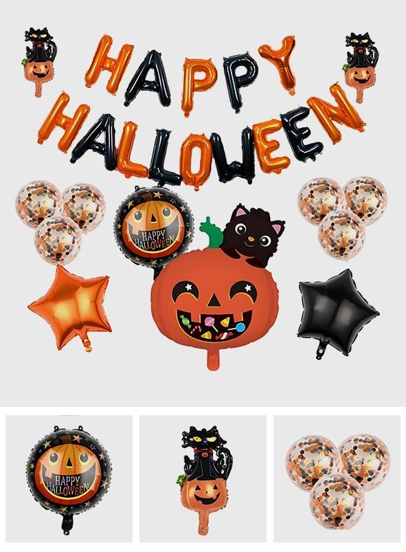 Happy Halloween - Halloween Party Balloons Set With Banner
