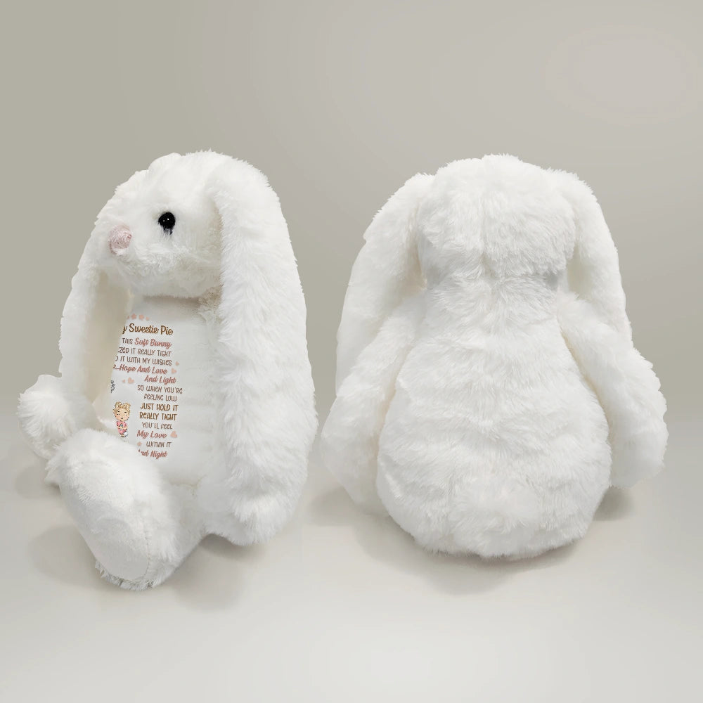 Personalized Plush Bunny for Granddaughter, Grandma's Wishes Message, Sweet Unique Gift for Comfort & Love