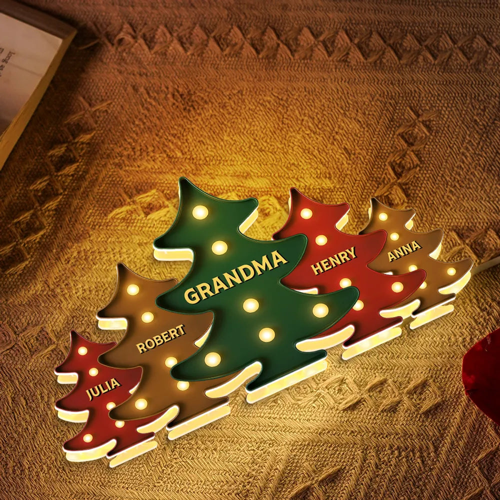 Heartwarming Christmas Tree Light Box, Custom Family Member Name Decoration