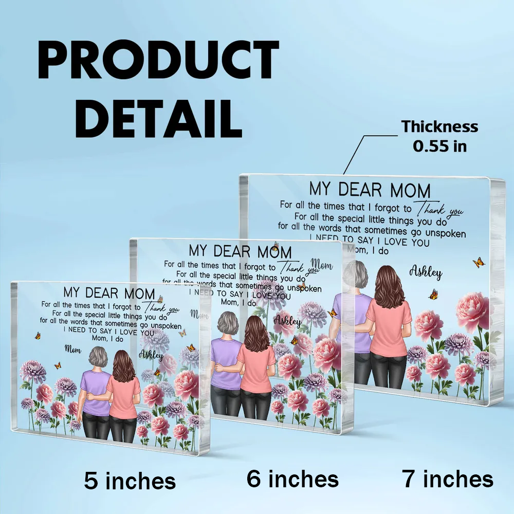Mother-Daughter Acrylic Plaque with Flower Field Design