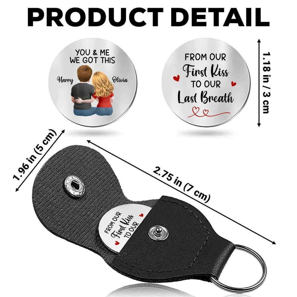 Personalized Pocket Hug Token With Couple Hugging Back View Sweet Keepsake You & Me We Got This Unique Romantic Gift