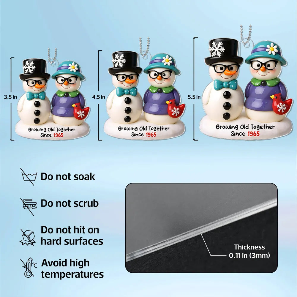 Funny Couple Snowman Car Hanger – “Growing Old Together Since” Personalized Car Hanger for Lovebirds