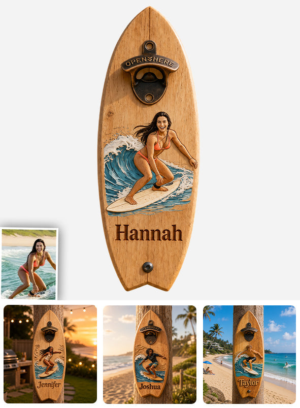 Beach Lover - Personalized Surfing Wall Bottle Opener