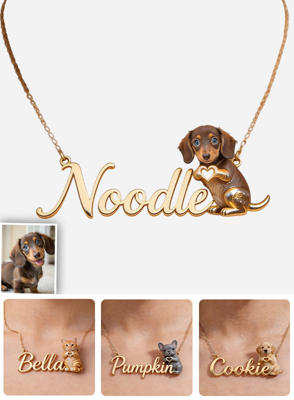 Custom Any Photo - Personalized Dog Shaped Metal Pendant Necklace