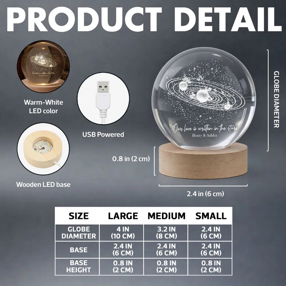 Personalized Globe Lamp with Starry Orbit Design Romantic Night Light Unique Gift for Couple