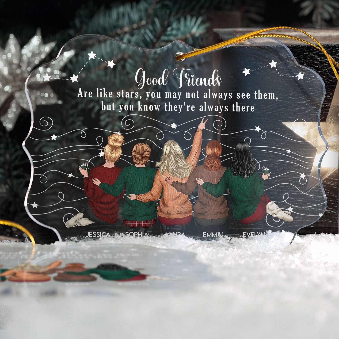 Personalized Acrylic Car Hanger Good Friends Are Like Stars Quote, Cute Rearview Mirror Decor, Unique Gift for Best Friend