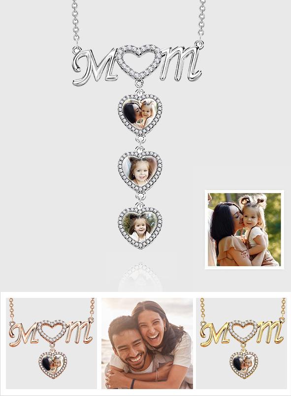 I Love You Mom - Personalized Mother Photo Heart Mom Necklace