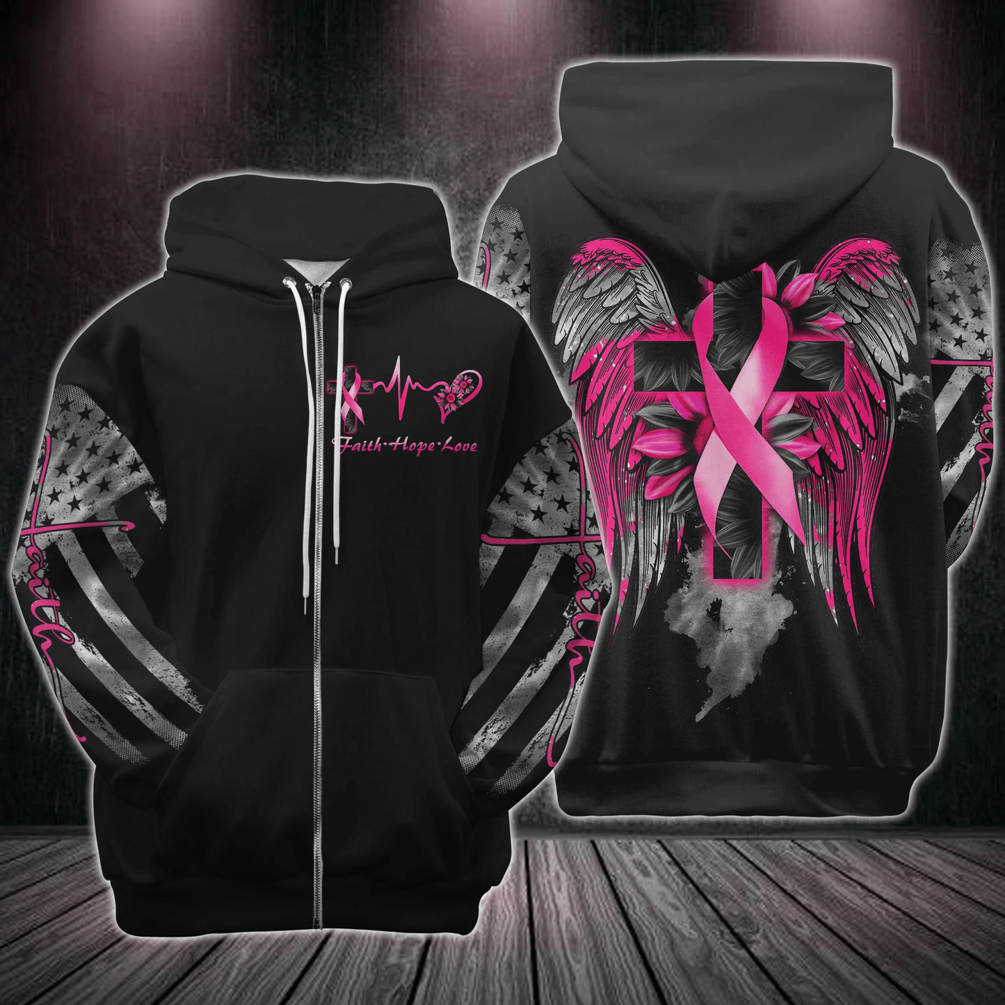 Cross Wing Sunflower Breast Cancer - Breast Cancer Awareness All Over T-shirt and Hoodie 0822