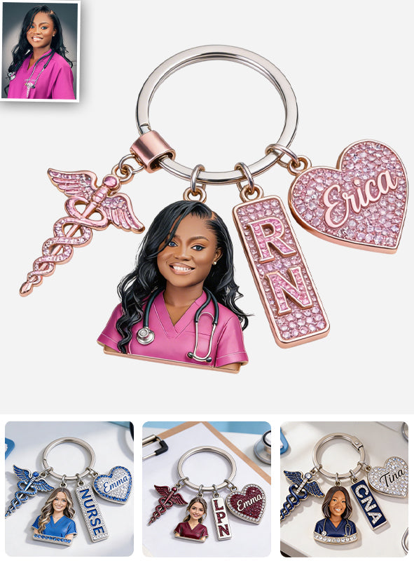 Custom Any Photo - Personalized Nurse Premium Keychain With Charms