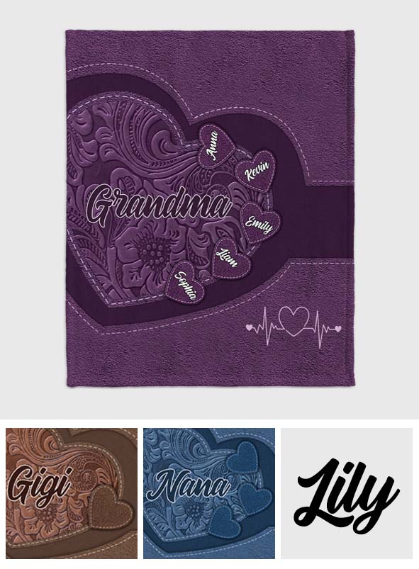 Grandma's Heart - Personalized Grandma Blanket