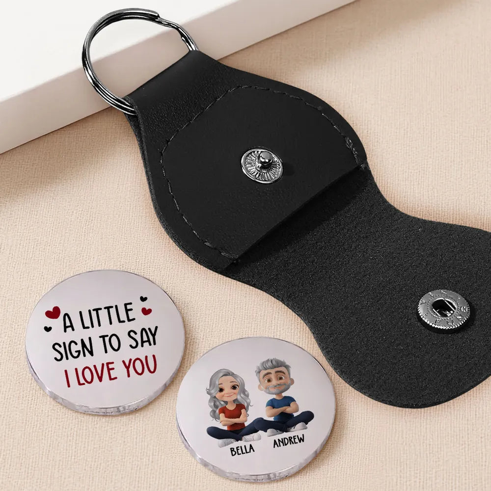 Personalized Pocket Hug Token with Custom Cartoon Couple - Sweet I Love You Keepsake Keychain Style Gift