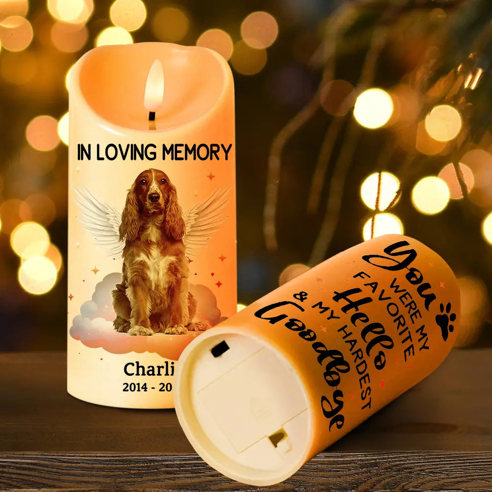 Eternal Light - Personalized Pet or Loved One Memorial Flameless LED Candle with "Your Light Will Always Shine in My Heart" Design