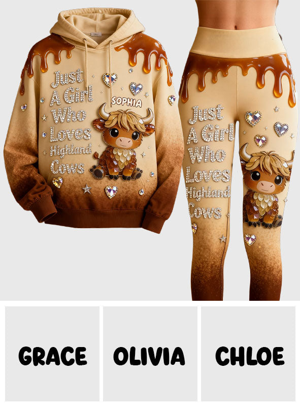 Just A Girl Who Loves Highland Cows - Personalized Highland Cow Hoodie and Leggings