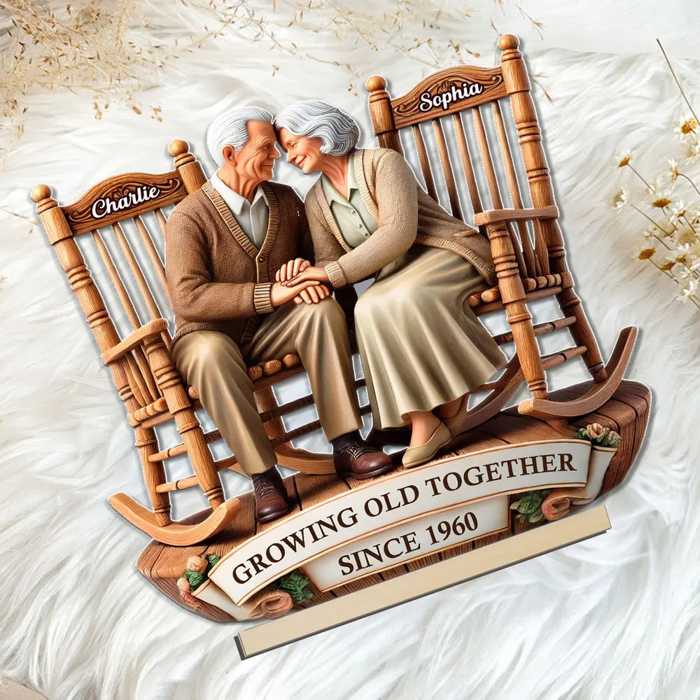 Growing Old Together Couple Acrylic Ornament β Personalized Anniversary Gift