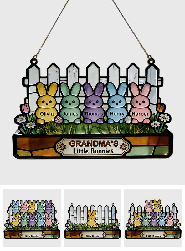 Easter Grandma Little Bunnies - Personalized Grandma Window Hanging Suncatcher Ornament