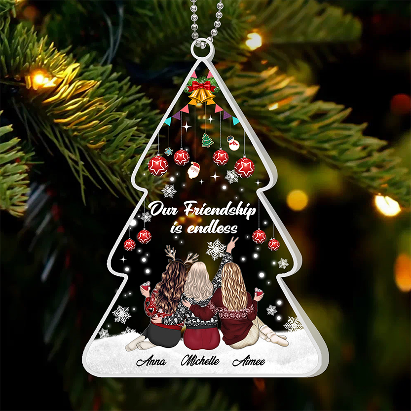 Besties Forever - Our Friendship Is Endless - Personalized Transparent Ornament - Christmas Gift