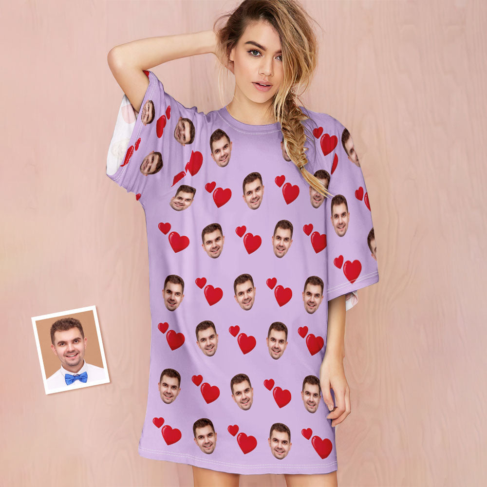Custom Photo Face Nightdress - Personalized Couple Nightdress