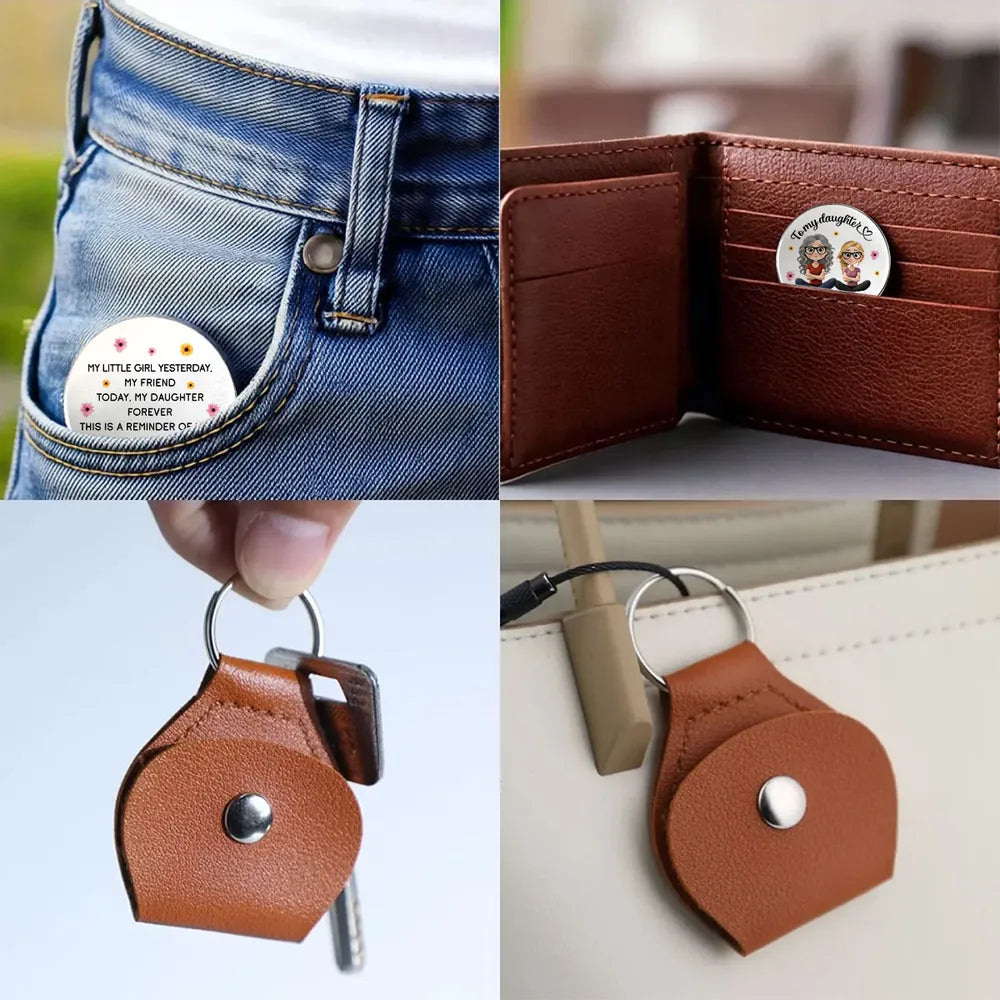 Personalized Pocket Hug for Daughter, Mom and Daughter Cartoon Keepsake, Sweet Message Gift for Everyday Comfort