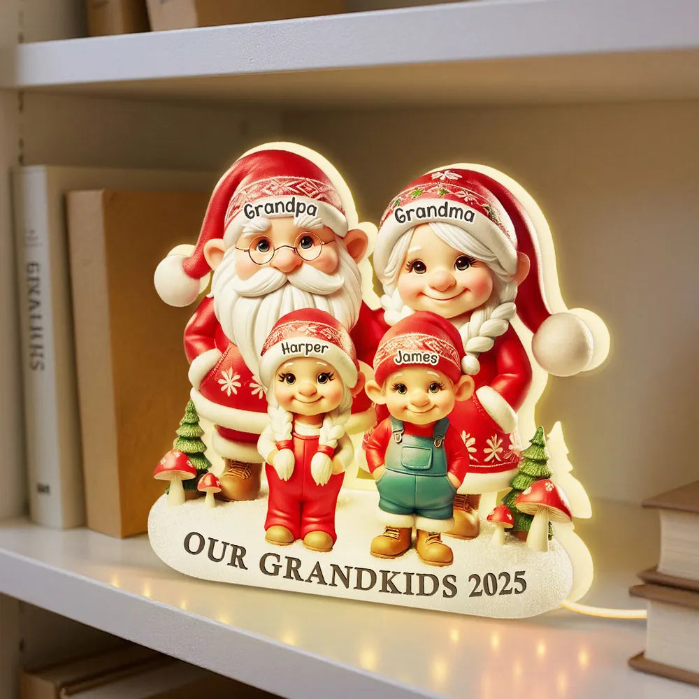 Christmas Acrylic Light Box, Custom Family Characters, Warm Glow Mantel Decor, Unique Gift for Grandma & Grandpa