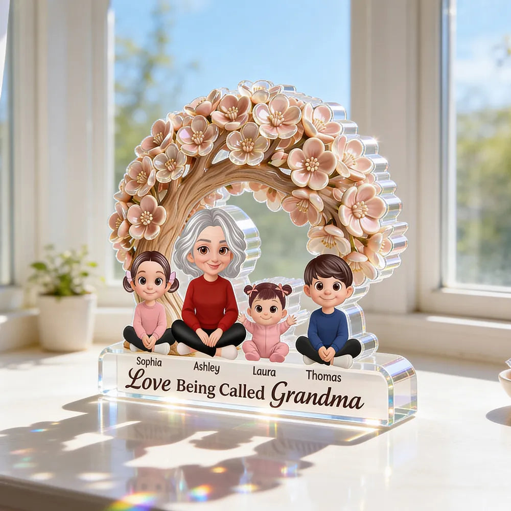 Personalized Shaped Acrylic Block Plaque Love Being Called Grandma Floral Arch Family Keepsake Unique Gift for Grandma