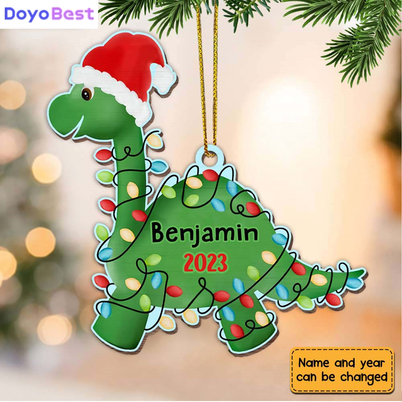 Dinosaur Christmas Wooden Ornament For Grandson (nontoxic, safe and reliable to use)
