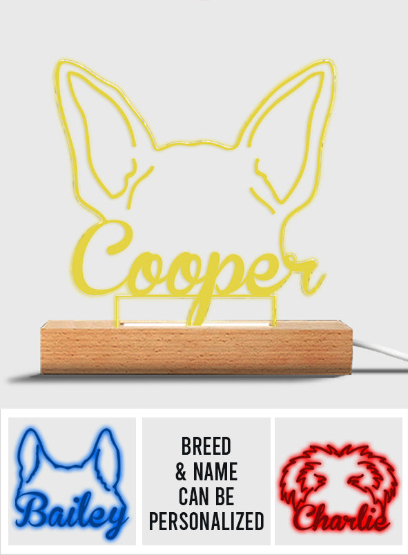 Dog's Ears Memorial Cute Personalized Gift - Gift for dog lovers, who lost dog - Personalized Shaped Plaque Light Base