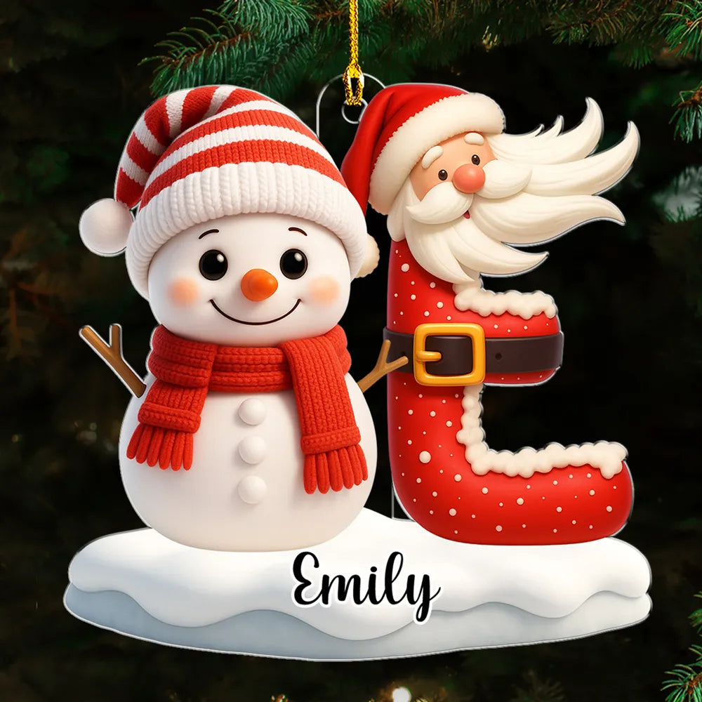 Acrylic Ornament - Snowman & Santa, Customizable Tree Hanging, Festive Charm, Joyful Keepsake, Unique Gift for Kids & Family