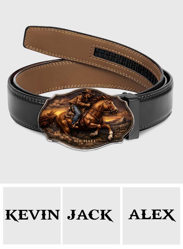 Dallas Cowboys, Western Theme - Personalized Western Outfit Leather Belt With Shaped Buckle