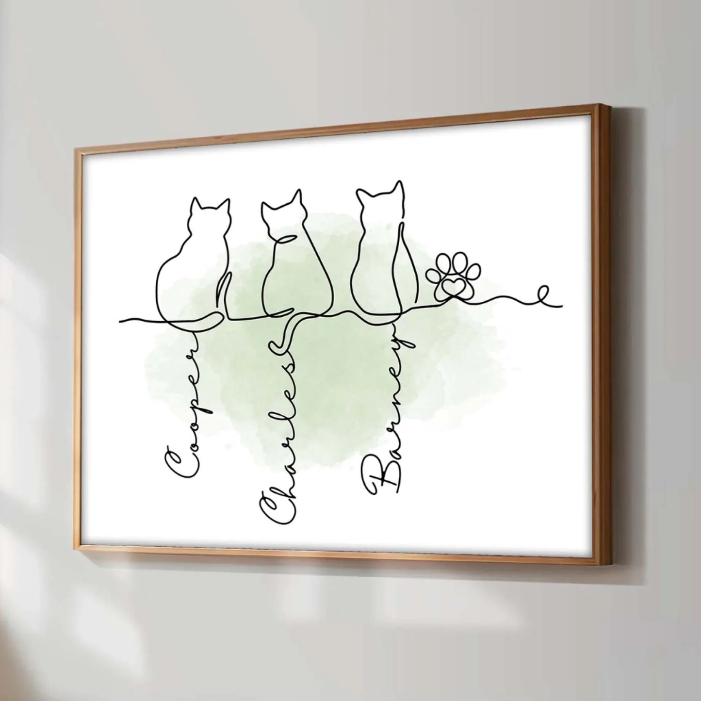Personalized Cat Lover Poster with Minimal Line Art Cats, Custom Wall Art, Unique Gift for Mom or Pet Parent