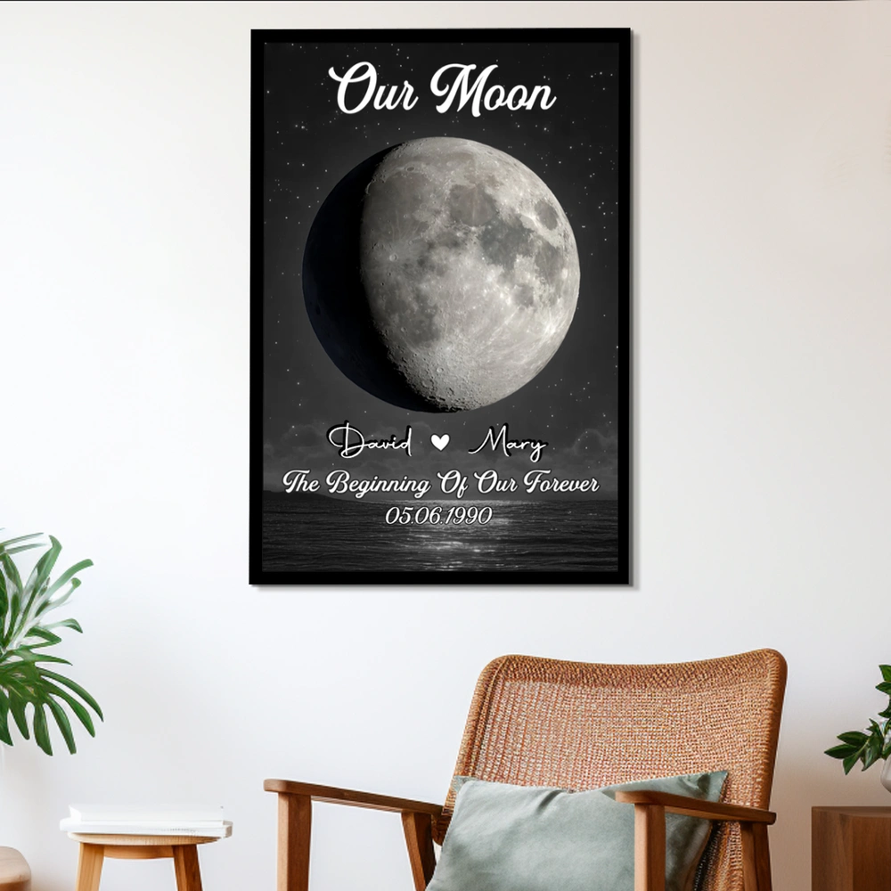 Personalized Our Moon Poster Custom Night Sky Wall Art, Romantic Keepsake Decor, Unique Gift for Couple