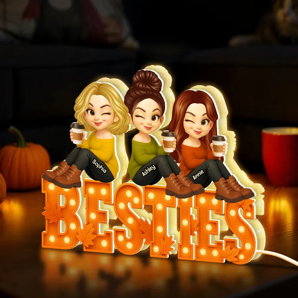 Besties Acrylic Light Box Personalized Friendship Keepsake, Cozy Bedroom Bookshelf Glow, Unique Gift for Best Friends