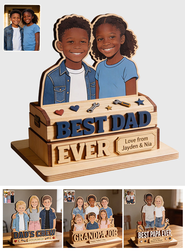 Father's Day Gift For Dad, Grandpa - Personalized Father 2 Layered Big Freestanding