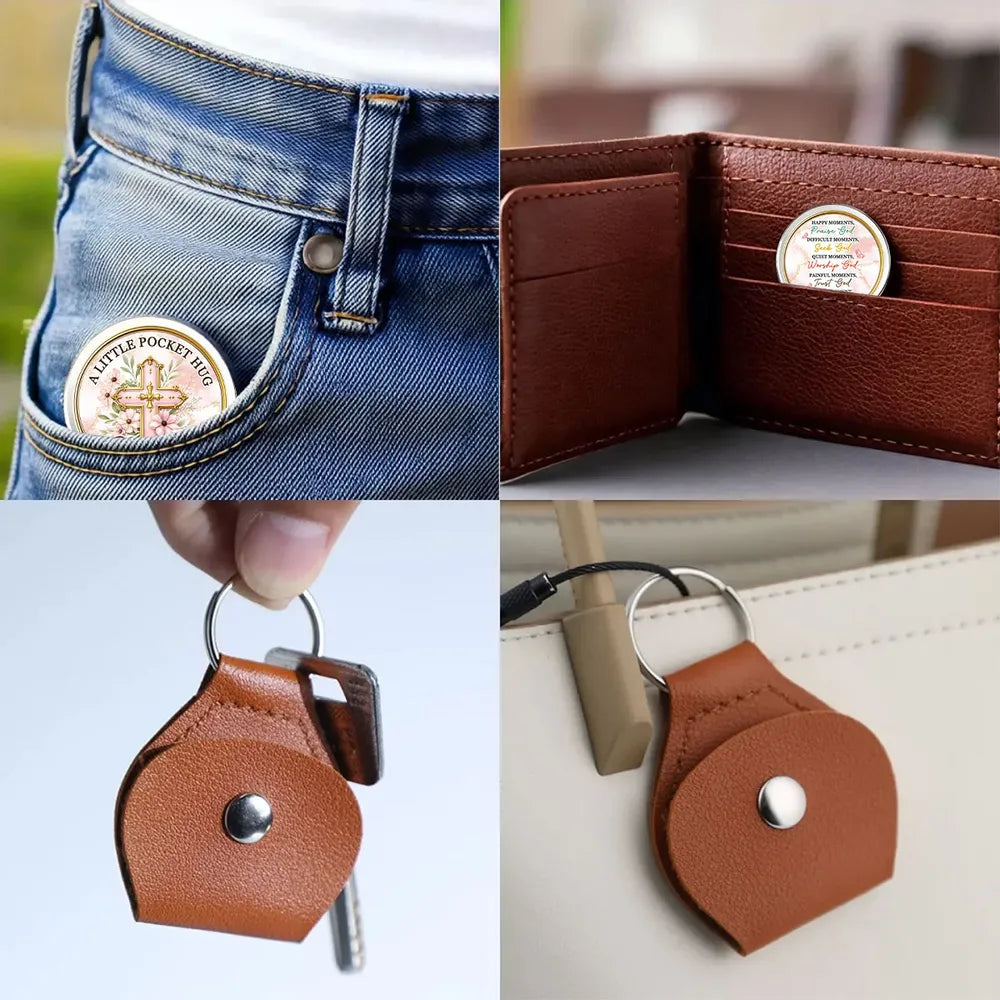 Personalized Pocket Hug Token with Cross and Floral Faith Quote - Unique Christian Keepsake Gift for Everyday Comfort