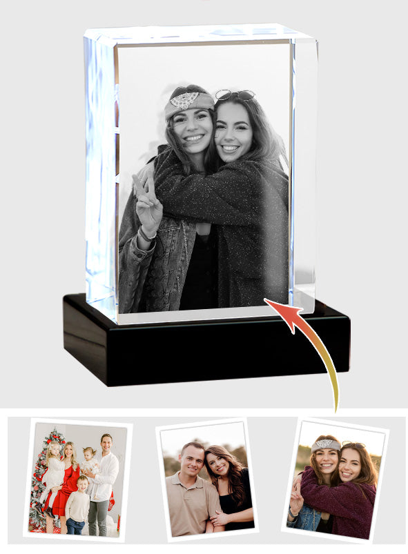 Custom Photo - Personalized Bestie Laser Engraving 3D Cuboid Shaped Crystal Lamp
