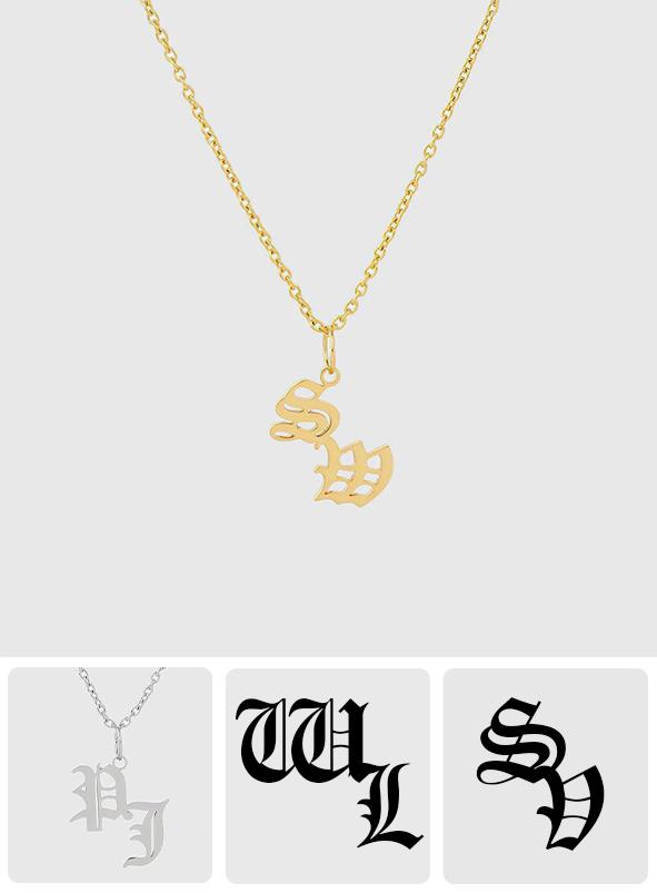 26 Alphabet Letters - Personalized Old English Letter Necklace
