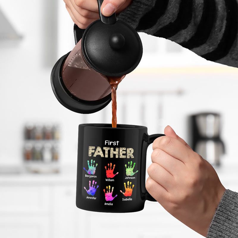 Full‑Color Handprint Mug – “First Dad, Now Grandpa” Favorite Gift for Dad or Grandpa