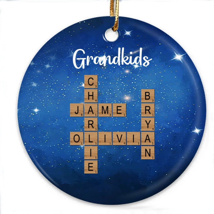 Personalized Grandkids Pillow - Custom Name Cross Plaque - Perfect Gift for Grandparents, Holiday Decor Keepsake