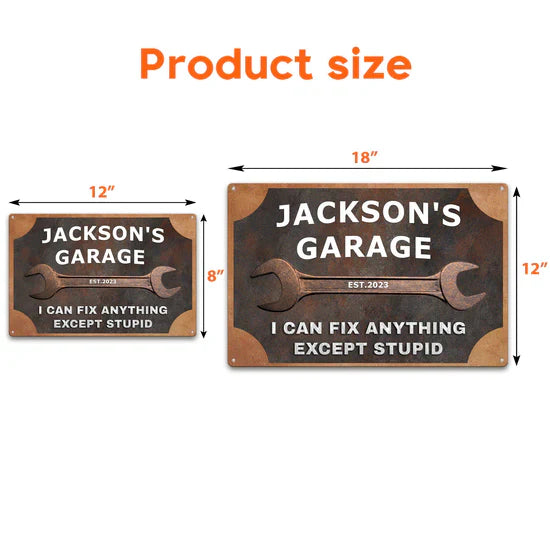 Personalized Rectangular Iron Sign for Dad's Garage, Wrench Design, Funny Quote, Unique Father's Day Gift