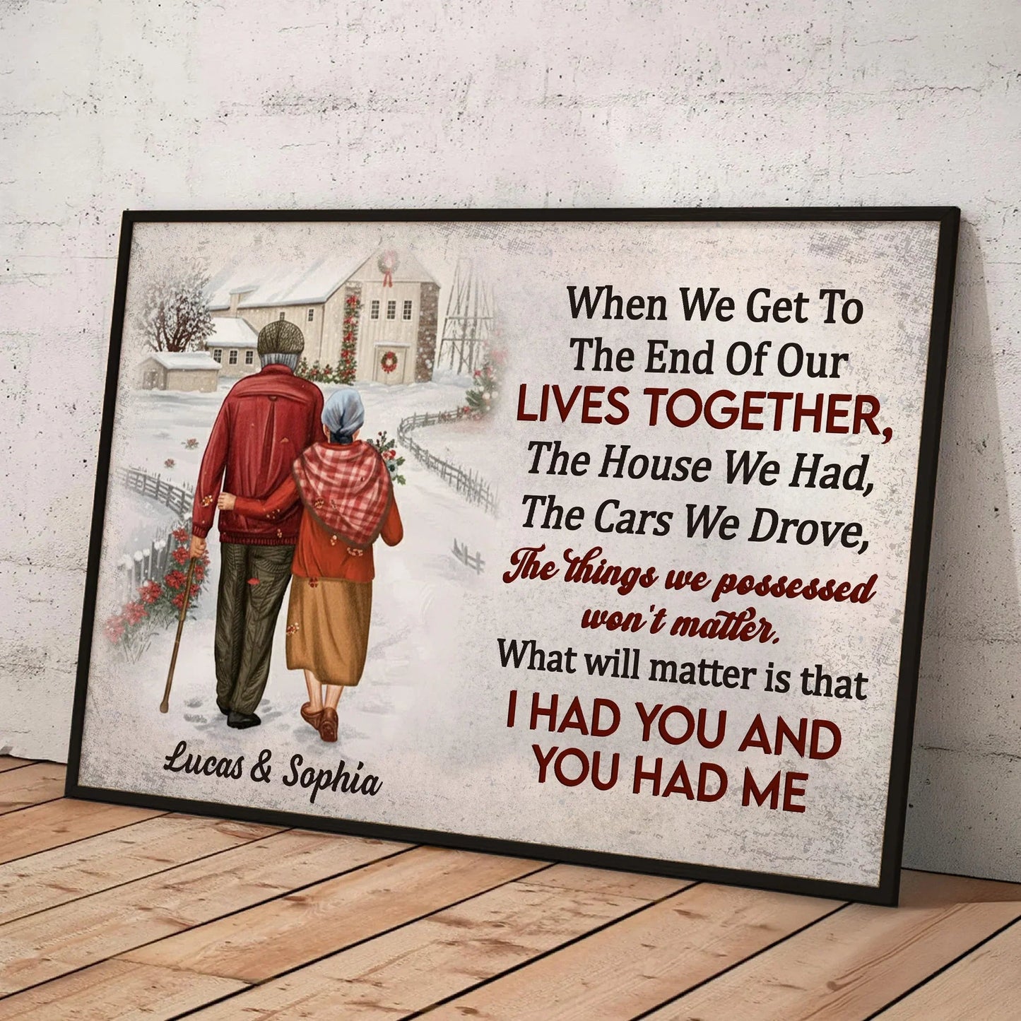 Custom Lives Together Poster for Couples β Snowy Country Walk Artwork, Sentimental Wall Art & Heartfelt Christmas or Anniversary Gift